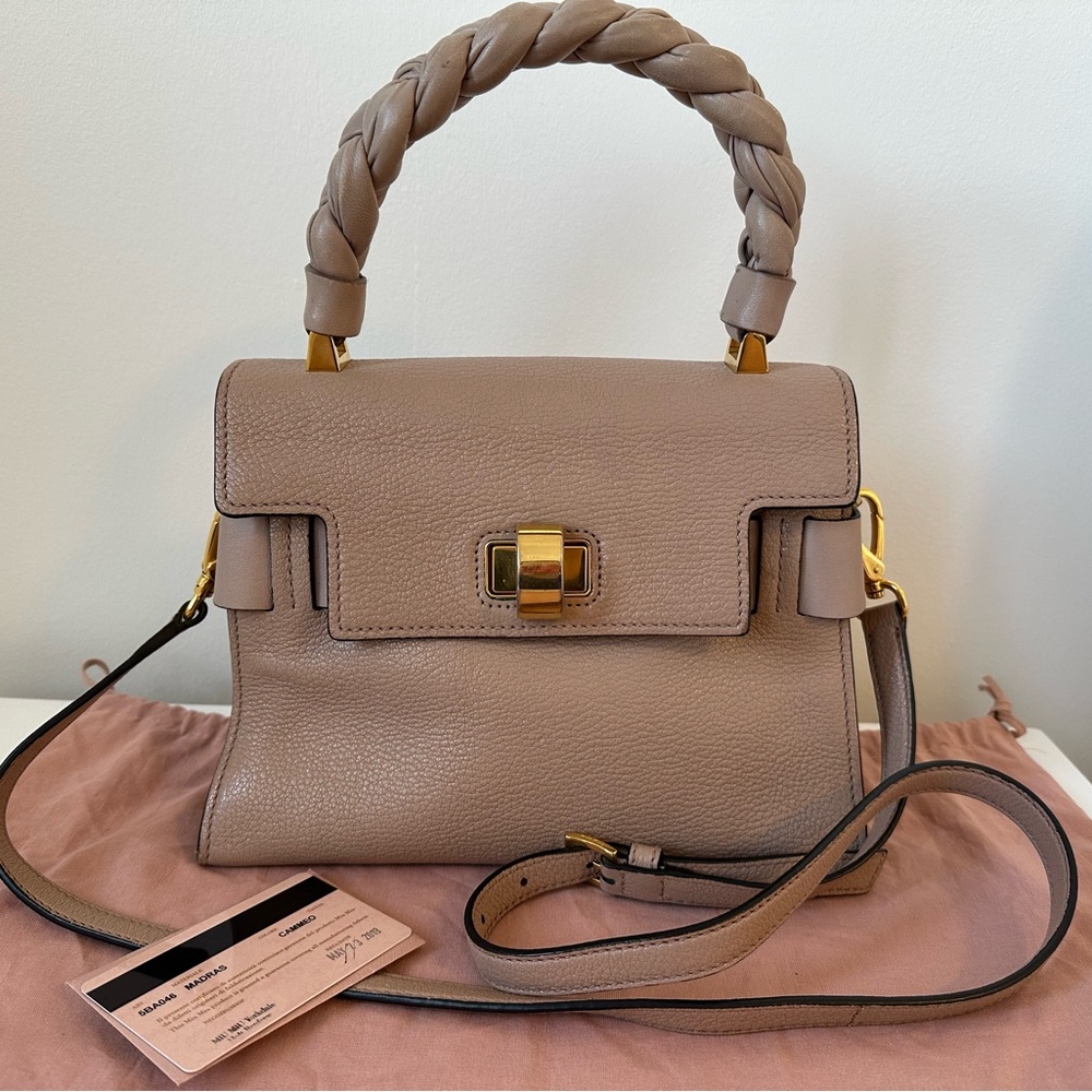 miumiu madras handle bag
